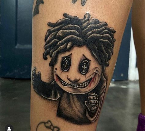 Whybee From Coraline Tattoo, Coraline Arm Tattoo, Horror Themed Tattoos Stencil, Neverbeast Tattoo, Coraline Door Tattoo, Tattoos Movies Inspired, Creepy Pasta Tattoo, Wybie Coraline Tattoo, Coraline And Wybie Tattoo