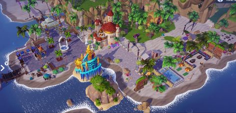 Dreamland Ideas, Disney Island, Beach Disney, Deco Disney, Beast's Castle, Valley Game, Disney Dreamlight Valley, Fishing Room, Valley Landscape