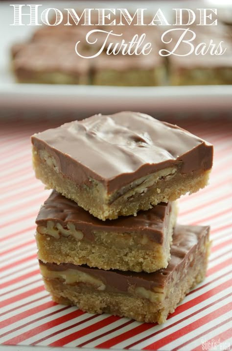 Turtle Squares, Turtle Bars Recipe, Dish Magazine, Turtle Bars, Dessert Squares, Piano Recital, Magazine Recipes, Travel Crafts, Dessert Bar Recipe