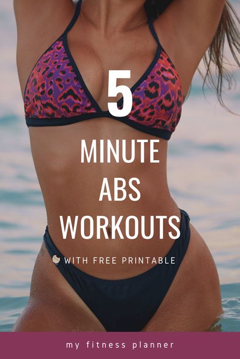 Workouts For Abs, 5 Minute Abs, 5 Minute Abs Workout, Quick Ab Workout, Exercise Chart, Quick Abs, Fitness Tracker Printable, Abs Exercise, Abs Workouts