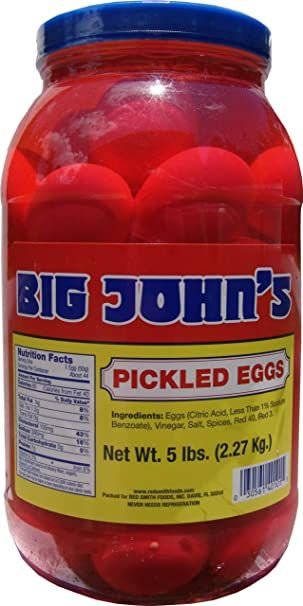 Amazon.com : Big John's Pickled Eggs - Gallon : Grocery & Gourmet Food Best Pickled Eggs, Mangonada Recipe, Pickled Sausage, Pickled Egg, Pickled Eggs Recipe, Egg Calories, Egg Nutrition, Egg Benedict, Brain Storm