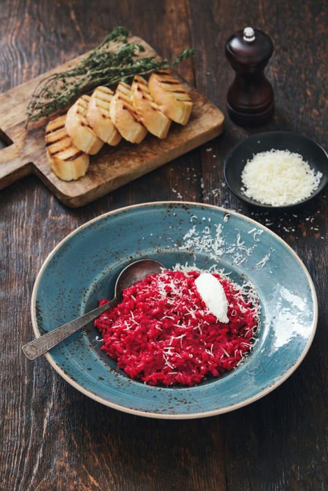 Red Wine Risotto, Wine Risotto, Beetroot Risotto, Beet Risotto, Risotto Dishes, Risotto Rice, Dry Red Wine, Red Beets, Rice Noodles