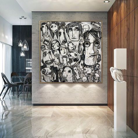 Abstract Acrylic Painting On Canvas Extra Large Figurative Art Abstract Wall Artwork Painting | CLOSE PEOPLE - Trend Gallery Art | Original Abstract Paintings Figurative Art Abstract, Human Painting, Minimalistic Interior, Stretched Painting, Abstract Acrylic Painting, Mom Art, Black And White Painting, Acrylic Painting On Canvas, Human Art