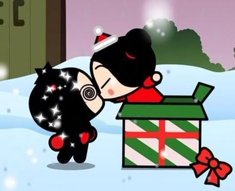 Pucca Christmas, Pucca X Garu Cartoon, Gifts Banner, Nostalgic Pictures, I Love You Gif, Love You Gif, Easy Love Drawings, Deviant Art, Matching Wallpaper