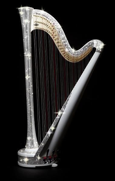 Pedal Harp Bling! Instruments Art, Versace Home, Amber Rose, Swarovski Beads, Crystal Figurines, Swarovski Crystal Beads, String Instruments, Sound Of Music, Harp