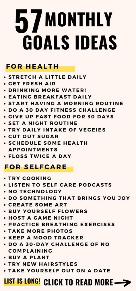 Monthly Goals Ideas, Goals Ideas, Self Care Bullet Journal, Personal Improvement, Monthly Goals, Get My Life Together, Personal Goals, Self Care Activities, Mental And Emotional Health