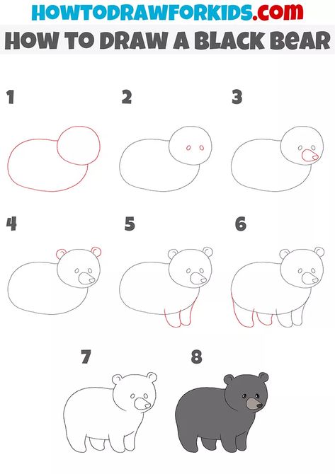 Step By Step Bear Drawing, How To Draw A Grizzly Bear, Easy To Draw Animals Step By Step, Draw Bear Easy, How To Draw A Bear Step By Step, How To Draw A Bear Easy, How To Draw Animals Easy, Bear Simple Drawing, Easy Drawing Tutorials Step By Step