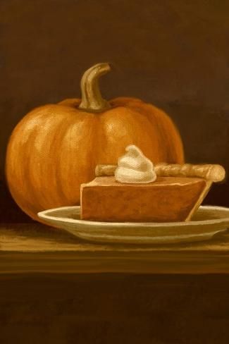 size: 18x12in Art Print: Pumpkin Pie - Thanksgiving Oil Painting - Lantern Press Artwork by Lantern Press : Pumpkin Pie Thanksgiving, Textured Wall Decor, Wall Decor Posters, Pie Thanksgiving, Thanksgiving Pumpkin Pie, Thanksgiving Art, Thanksgiving Pies, Decor Posters, Scene Art