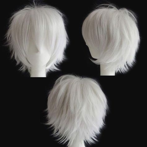 S-noilite Unisex Short White Cosplay Wigs Fluffy Shaggy Straight Women Mens Male Anime Party Costume Heat Resistant Synthetic Hair Wig Short White Hair, Anime Wigs, Spiky Hair, Cosplay Hair, Haircut Designs, Short Hair Wigs, Fluffy Hair, Anime Hair, Hair Reference