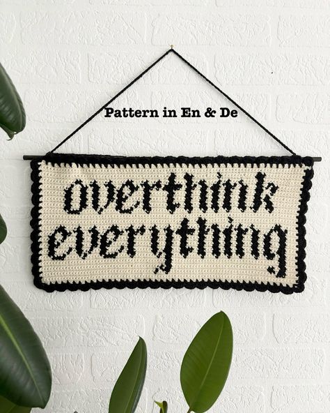 DIGITAL CROCHET PATTERN / PDF INSTANT DOWNLOAD THIS IS ONLY A PATTERN AND NOT A FINISHED ITEM! You will receive instructions as an instant download and can start your own project right away! 🌙Crochet is magic ✨ Crochet your own wall hanging, for yourself or as a gift. This digital crochet pattern includes step-by-step instructions with pictures and a graph. You will receive the instructions in German and English (US terminology). The pattern is suitable for beginners who already know the follow Crochet Fonts Graph, Crochet Letter Wall Hanging, Crochet Wall Tapestry, Crochet Tapestry Pattern Free Charts, Crochet Tapestry Pattern, Wall Hanging Crochet, Crochet Chain Stitch, Crochet Wall Art, Hanging Crochet