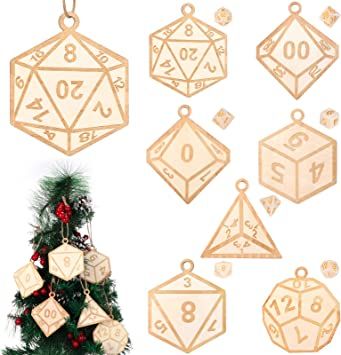 Dice Decorations, Dnd Table, Wood Dice, Wooden Dice, Christmas Hanging Decorations, Party Toys, Xmas Party, Wooden Ornaments, Table Games