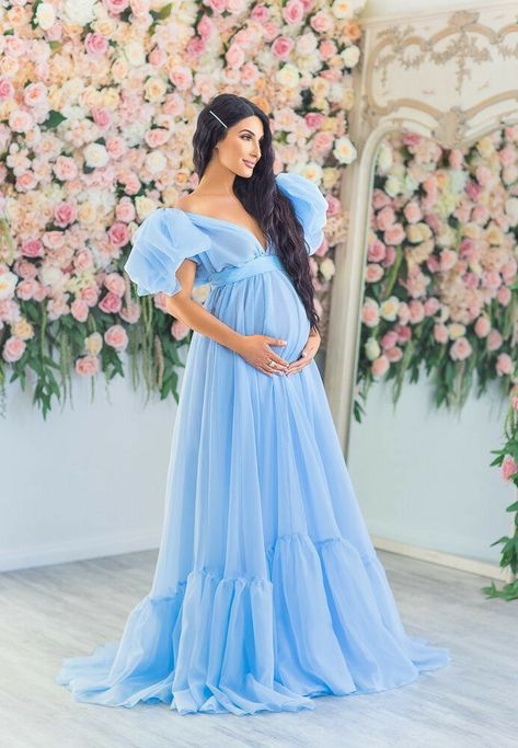 Vestido Baby Shower, Vestidos Para Baby Shower, Gender Reveal Dress, Baby Shower Gown, Tulle Maternity Dress, Dresses For Photoshoot, Weeks Of Pregnancy, Fine Art Maternity, Dresses For Pregnant Women