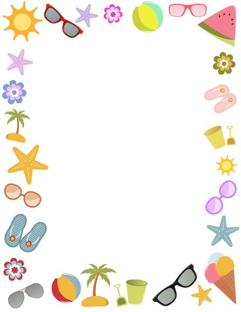 Beach frame | Deckblatt portfolio, Osternest basteln, Kreativ Coloring Sheets For Preschoolers, Summer Clip Art, Portfolio Kindergarten, Flower Crafts Kids, Kindergarten Portfolio, Beach Memories, Writing Paper Printable Stationery, Floral Invitations Template, Beach Items