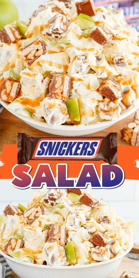 Snickers Salad Recipe, Apple Snickers Salad, Snickers Dessert, Desert Salads, Dessert Salad Recipes, Snicker Apple Salad, Snickers Salad, Apple Dishes, Apple Salad Recipes