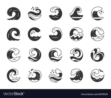 Wave Silhouette, Waves Symbol, Water Symbol, Aqua Decor, Newsletter Layout, Waves Icon, Wave Illustration, Waves Vector, Vector Icons Illustration