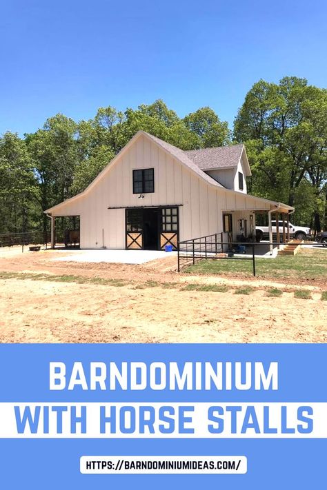 This barnodminium includes a 40'x60' barndo with four horse stalls, a wash room, and a small shop, measuring about 12'x20'. The first floor has a mudroom Stall Flooring, Barn Door Tv Stand, Horse Barn Plans, Barn Style House Plans, Barndominium Floor Plans, Simple House Plans, Barn Plans, Horse Stalls, Barn Style House