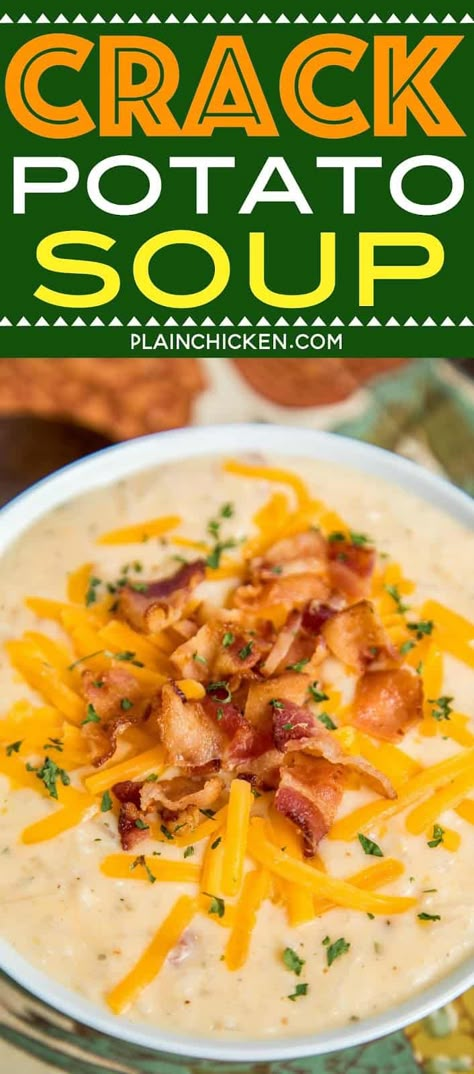 Potato Soup Loaded, Soup Chicken Broth, Soup Potato, Frozen Hash Browns, Baked Potato Soup Recipe, Slow Cooker Potato Soup, Slow Cooker Potatoes, Potato Soup Crock Pot, Loaded Potato Soup