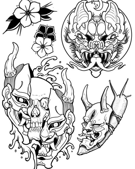 Hannya Maske, Samurai Tattoo Design, Theme Tattoo, Flash Tattoo Designs, Sketch Tattoo Design, Asian Tattoos, Samurai Tattoo, Japan Tattoo, Japanese Tattoo Designs