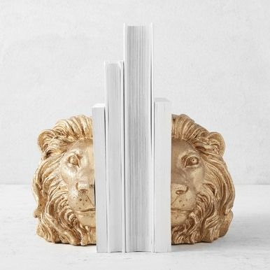 Lion Head Bookends Narnia Decor, Lion Bookends, Head Bookends, Lion Book, Perfect Gallery Wall, Dream Library, Scrapbook Room, Z Gallerie, Rose Gold Accents