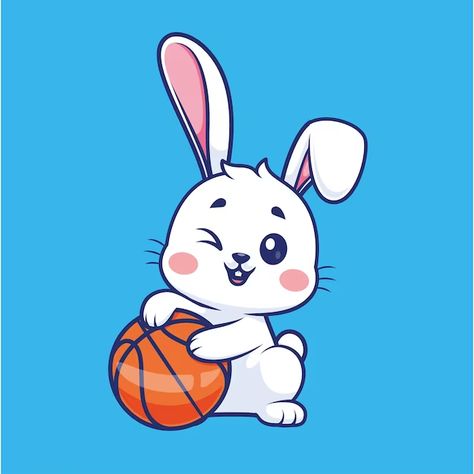 Catalyststuff | Freepik Basketball Cartoon, Magical Sky, 2022 Wallpaper, App Interface Design, Vector Icons Illustration, Sport Icon, Playing Basketball, Rabbit Cartoon, Cute Rabbit