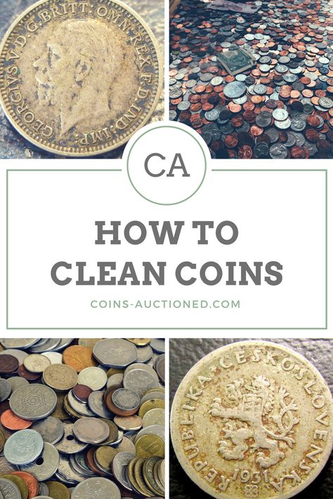 How To Clean Coins | Coins Auctioned Cleaning Coins, Coin Collection Value, How To Clean Coins, Coin Crafts, Sell Old Coins, Old Coins Value, Valuable Pennies, Coin Auctions, Foreign Coins