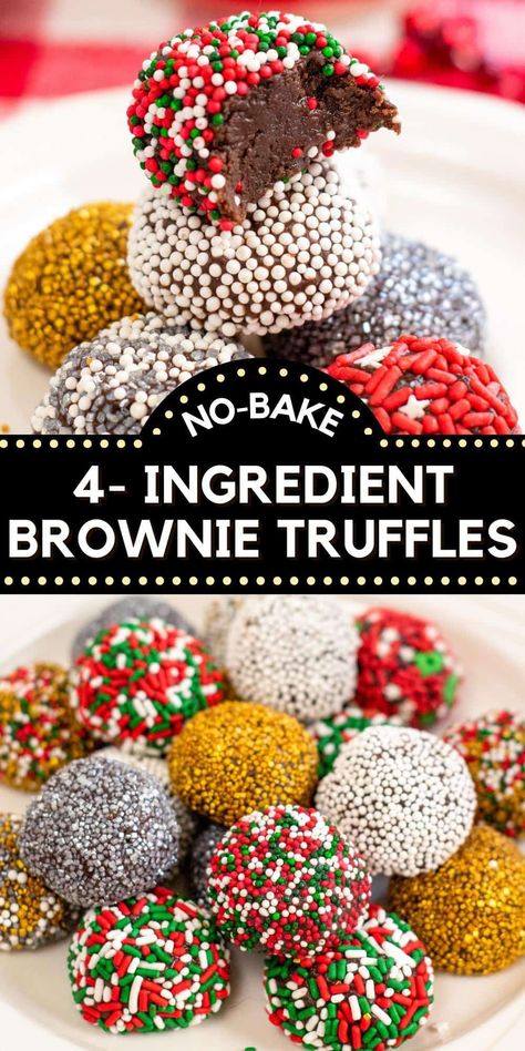 New Years Brownies, Cookies Made With Brownie Mix Simple, Christmas Brownie Bites, Desserts With Brownie Mix Easy, Things To Do With Brownie Mix Ideas, Brownie Mix Ideas, Brownie Mix Desserts, Brownie Truffles Recipe, Baked Gifts