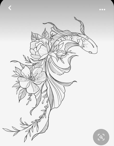 Koi Fish Leg Tattoo, Cute Leg Tattoos, Back Tattoo Female, Back Leg Tattoo, Sleeve Tattoo Ideas For Women, Leg Tattoo Design, Tattoos Black And White, Koi Fish Designs, Pisces Tattoos