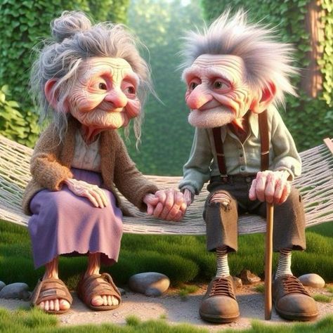 Cartoon Grandma, Growing Old Gracefully, Funny Old People, Funny Caricatures, Cute Funny Cartoons, Old Couples, Golden Oldies, Loving Yourself, Old People