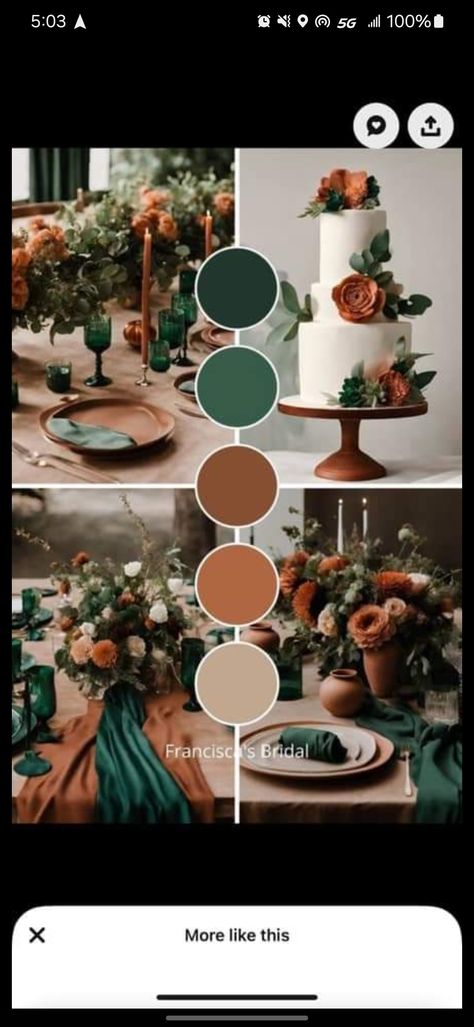 Middle Earth Wedding, Green Fall Weddings, Make A Color Palette, Fall Wedding Color Schemes, Rustic Wedding Colors, Hunter Wedding, Wedding Stage Backdrop, Forest Theme Wedding, Traditional Wedding Decor