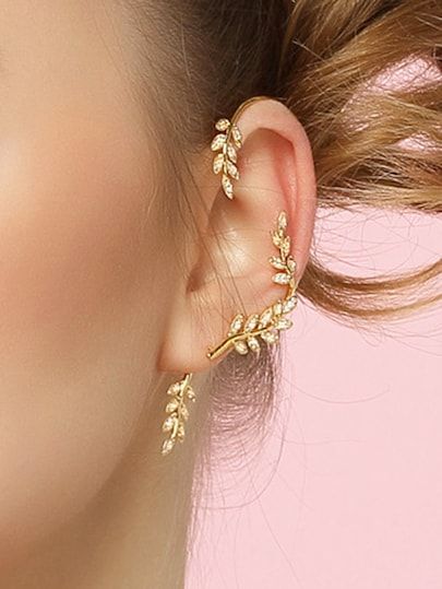 Shop Leaf Design Ear Climber Leaf Ear Cuffs, Formal Earrings, 14k Gold Hoop Earrings, Ear Crawler Earrings, Formal Jewelry, Ear Climbers Earrings, Abstract Earrings, Hammered Hoop Earrings, Ear Climber