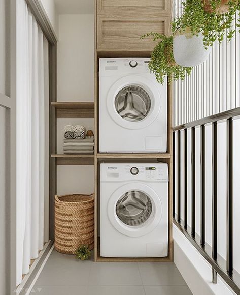 20 Minimalist Japandi Laundry And Drying Room Ideas | HomeMydesign Muji Home, Minimalist Studio, Drying Room, Condo Interior Design, Japandi Home, Laundry Room Layouts, Condo Interior, Laundry Design, Condo Design