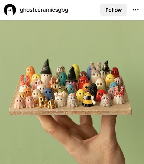 Air Clay Gifts, Tiny Ceramics Ideas, Mini Ceramic Ideas, Mini Clay Ideas, Product Moodboard, Ceramic Characters, Ghost Sculpture, Small Ceramics, Clay Creatures