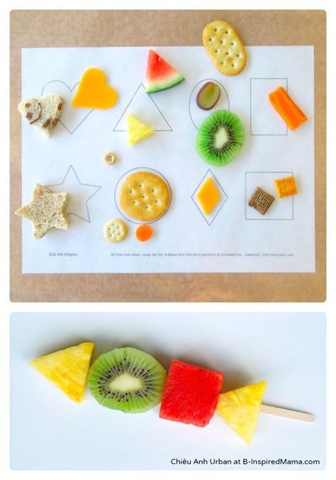 Do you ever let your kids play with thier food?  What about LEARN with it?!  -- Sorting Shapes with Food [From the Mamas] - #kids #preschool #funfood Preschool Food, Feeding Therapy, Shape Sort, Food Inspired, Food Activities, Food Shapes, Preschool Snacks, Shapes Preschool, Learning Shapes