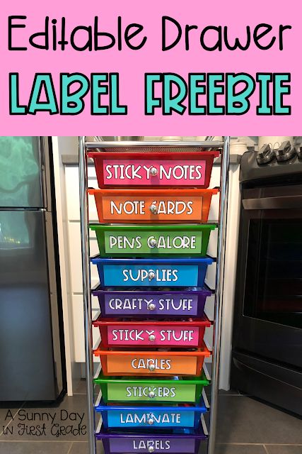 Drawer Label Freebie Rainbow Drawers Classroom Labels, Teacher Drawer Labels, Rainbow Drawers Classroom, Rainbow Cart Labels, Classroom Drawer Organization, Teacher Drawer Organization, Rainbow Cart Organization Classroom, Files Organization, Slp Classroom