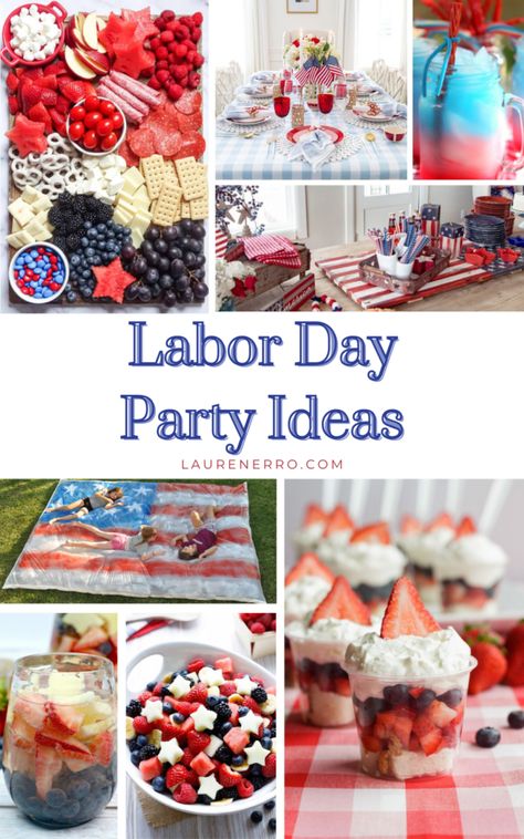 27 Patriotic and Fun Labor Day Party Ideas - Lauren Erro Fourth Of July Ideas, Baby Shower Color Themes, Labor Day Party, Memorial Day Party, Modern Baby Shower Games, Day Party Ideas, Fourth Of July Party, Outdoor Baby Shower, July Ideas