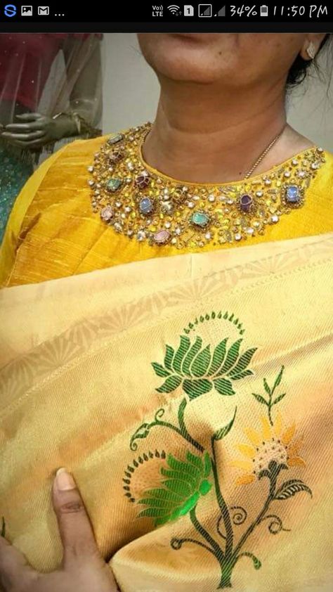 Boat Neck Aari Work Designs, Aari Work Designs, Cotton Blouse Design, Kids Blouse Designs, Traditional Blouse Designs, Cutwork Blouse Designs, Silk Saree Blouse Designs, Simple Blouse Designs, Maggam Work Blouse Designs