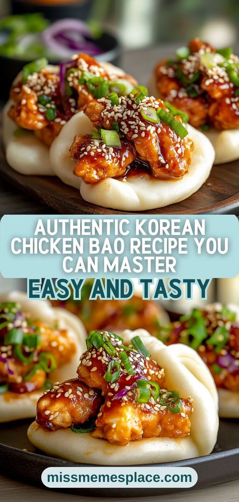 Ready to take your culinary skills to the next level? Master the art of making authentic Korean Chicken Bao at home! This recipe provides a step-by-step guide to marinating chicken in traditional Korean flavors, ensuring that each bao is packed with taste. We'll share tips on steaming the perfect bao buns that are fluffy and moist. Whether you're hosting a dinner party or enjoying a cozy night in, this dish is sure to impress. Join the bao craze and delight in this mouthwatering experience! Dinner Ideas Korean, Real Chinese Food Recipes, Asian Food Recipe, Korean Rice Balls Recipes, Korean Lunch Recipes, Healthy Asian Food Recipes, How To Make Korean Food, Chinese Breakfast Recipes, Korean Chicken Bao