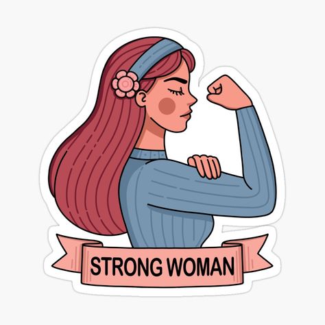 Get my art printed on awesome products. Support me at Redbubble #RBandME: https://www.redbubble.com/i/sticker/Strong-woman-feminist-by-celeboxs/164698413.EJUG5?asc=u Women Empowerment Stickers, Strong Woman Illustration, Strong Woman Aesthetic, Woman Feminist, Sticker Design Inspiration, Female Power, Female Empowerment, Feminine Power, Woman Illustration