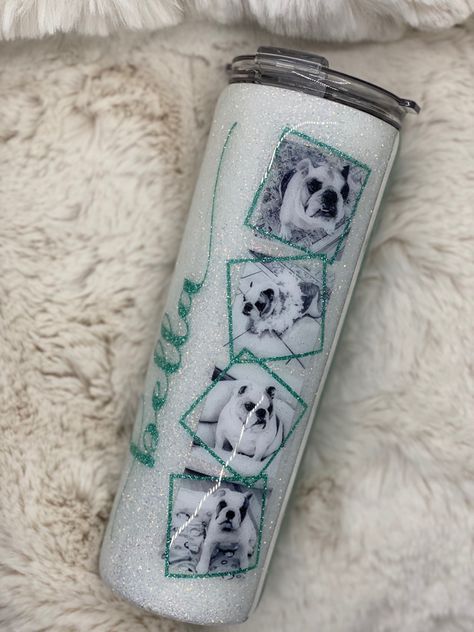 Frog Tumbler Cup Ideas, Dog Glitter Tumbler, Pet Tumbler Ideas, Dog Tumbler, Dog Tumbler Ideas, Tumbler Cups Personalized, Glitter Tumbler Cups, Cup Crafts, Custom Tumbler Cups