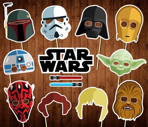 Star Wars Photo Booth Props - Star Wars Party Supplies - Printable Star Wars Photobooth - Yoda - Darth Vader - Luke Skywalker Star Wars Photo Booth, Star Wars Party Printables, Darth Vader Party, Star Wars Party Decorations, Star Wars Printables, Imprimibles Paw Patrol, Star Wars Baby Shower, Star Wars Theme Party, Photobooth Template