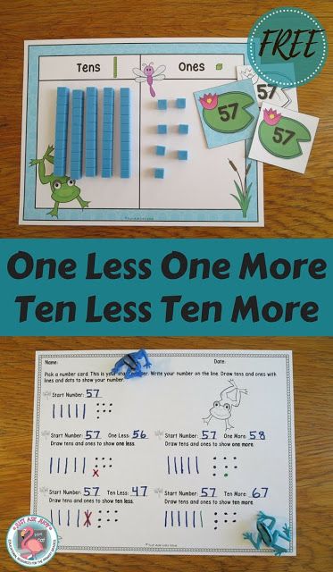 Ten More Ten Less One More One Less, 10 More 10 Less Activities 2nd Grade, Ten More Ten Less First Grade, 10 More 10 Less Activities, One Less One More, Ten More Ten Less, Base Ten Blocks, Math Place Value, Math Number Sense