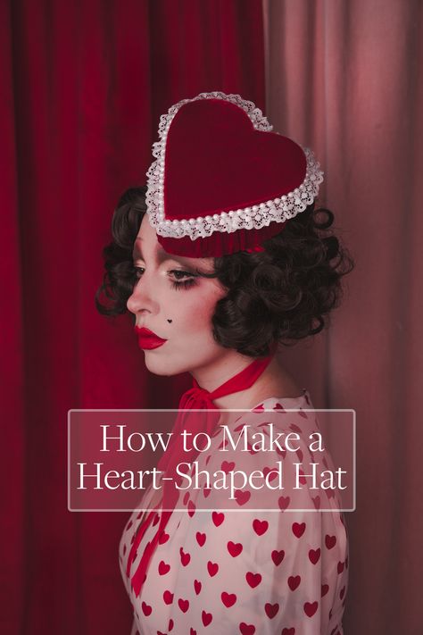 How to Make a Heart-Shaped Hat: Easy DIY Heart Cowboy Hat, Valentine Hats, Keiko Lynn, Hat Aesthetic, Hat Patterns Free, Red Hat Society, Heart Shaped Cookies, Diy Gift Wrapping, Diy Hat