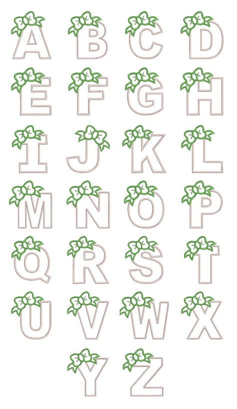 Bow Alphabet | Machine Embroidery Designs by JuJu Cute Christmas Fonts Alphabet, Cute Fonts Alphabet, Free Monogram Fonts, Lettering Styles Alphabet, Letter Designs, Design Alphabet, Fonts Script, Holiday Fonts, Alphabet Font