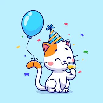 Catalyststuff | Freepik Cat With Balloon, Cute Cat Birthday, Balloon Car, Cat Balloons, Balloon Cars, Balloon Cartoon, Hoodie Cartoon, Music Drawings, Cat Birthday Party