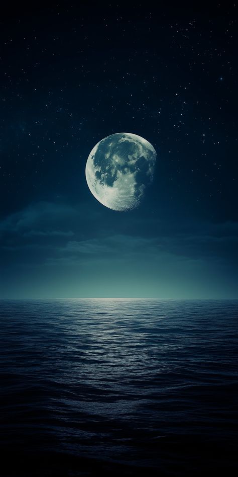 Moonlight Over The Ocean, Moon And Ocean Aesthetic, Blue Moon Background, Eevee Wallpaper, Beautiful Moon Pictures, Black And Blue Wallpaper, Cool Galaxy Wallpapers, Dark Beauty Photography, Space Phone Wallpaper