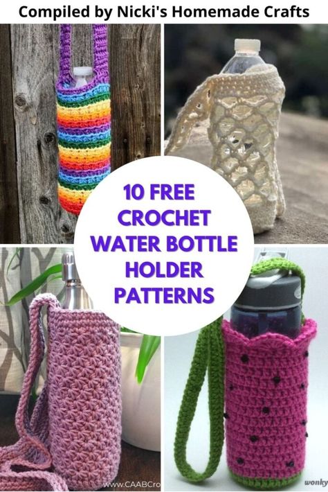 Crochet Water Bottle, Crochet Towel Holders, Carrier Pattern, Crochet Water Bottle Holder, Bottle Sling, Bottle Cozies, Crochet Towel, Crochet Market Bag, Water Bottle Covers