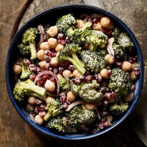 Our Best-Ever Broccoli Recipes Broccoli Chickpea, Salad Recipes Healthy Dinner, Pastas Recipes, Pomegranate Salad, Broccoli Salad Recipe, Meatless Main Dishes, Winter Salad, Main Dish Salads, Veggie Salad