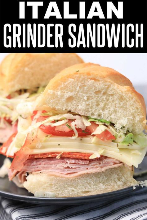 Elevate your sandwich game with our Italian Grinder Sandwiches. These mouthwatering creations feature a delightful combination of Italian cold cuts, cheese, and veggies, all piled high on a crusty Italian roll. The flavors of salami, ham, pepperoni, and provolone cheese are perfectly complemented by crisp lettuce, juicy tomatoes, and a drizzle of zesty Italian dressing. Bite into one of these grinders and experience a taste of Italy in every bite. Grinder Sandwich Recipe, Italian Grinder Sandwich, Grinder Sandwiches, Cold Cut Sandwich, Red Skin Potato Salad, Italian Grinder, Grinder Sandwich, Sub Sandwich, Zesty Italian Dressing