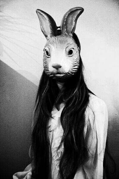 Creepy Photography, Rabbit Mask, Bunny Book, Teen Witch, Bunny Mask, Creepy Images, Bunny Face, Animal Masks, Funny Bunnies