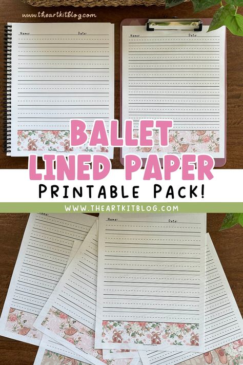 Ballet Lined Paper for Notebooking (FREE PRINTABLE!) Notebooking Pages, Printable Lined Paper, Famous Dancers, Etiquette And Manners, Homeschool Inspiration, Colouring Printables, Educational Activities For Kids, Homeschool Printables, Math Addition